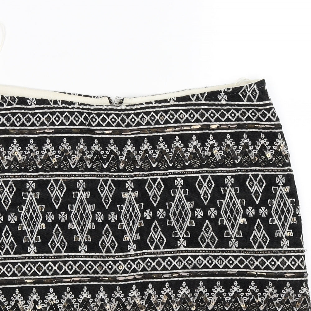 Atmosphere Womens Black Argyle/Diamond Knit Skater Skirt Size 10