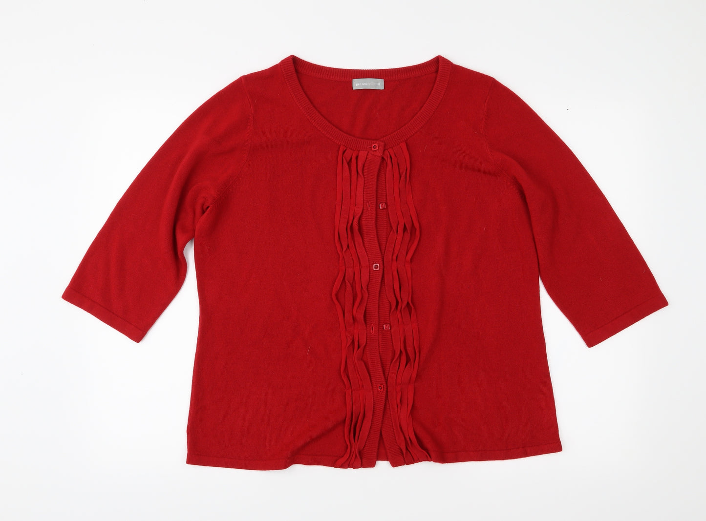 Marks and Spencer Womens Red  Knit Cardigan Jumper Size 18