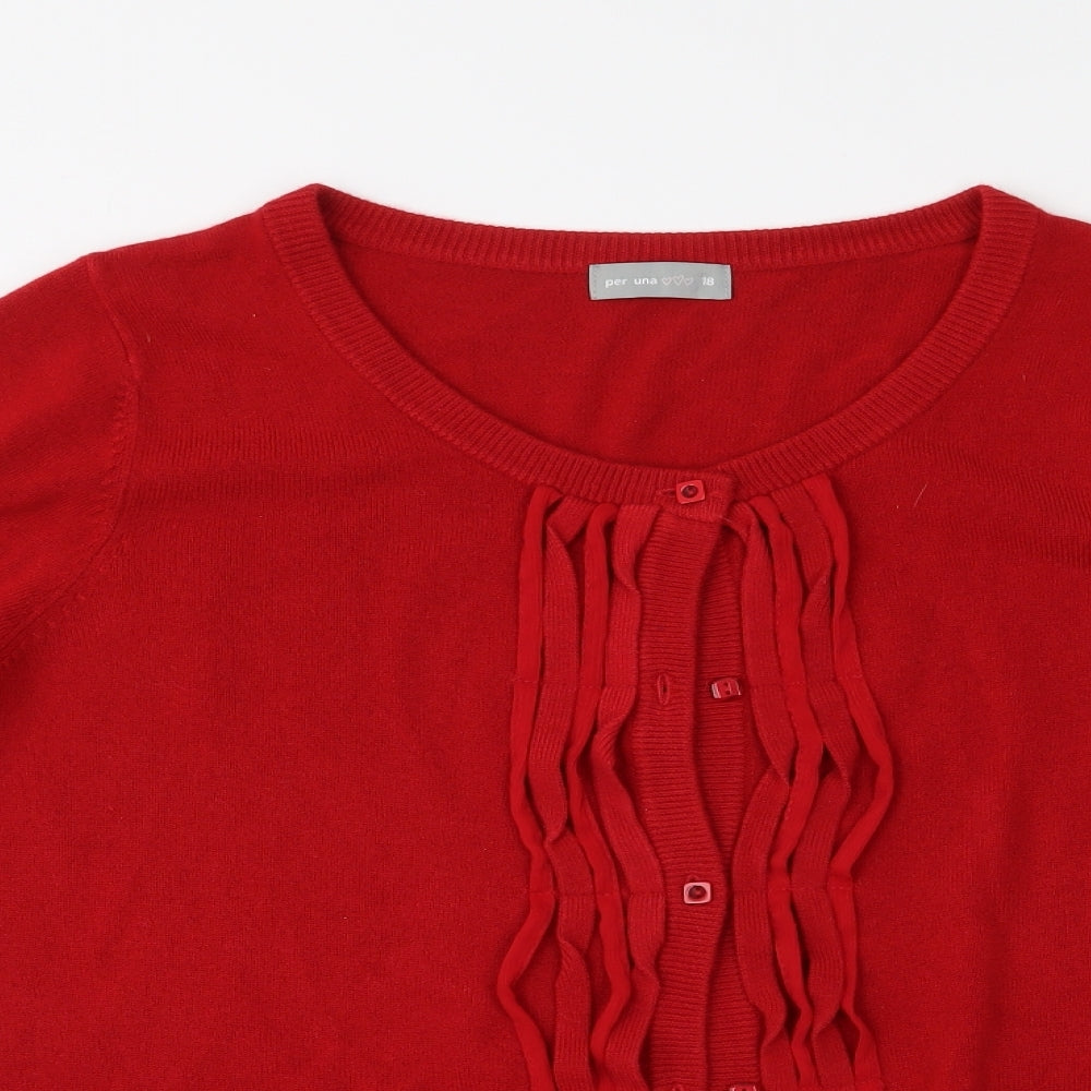 Marks and Spencer Womens Red  Knit Cardigan Jumper Size 18