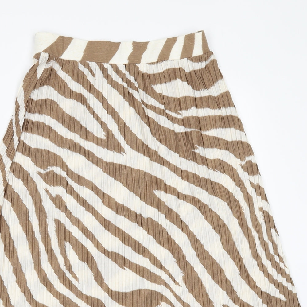 NEXT Womens Beige Animal Print  A-Line Skirt Size 6  - Pleated
