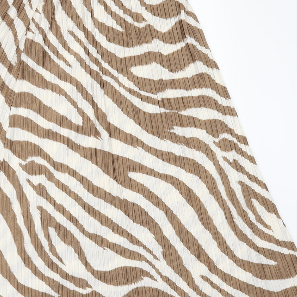 NEXT Womens Beige Animal Print  A-Line Skirt Size 6  - Pleated
