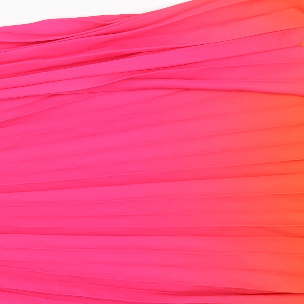 F&F Womens Pink   A-Line Skirt Size 6  - Shaped hem/pleated