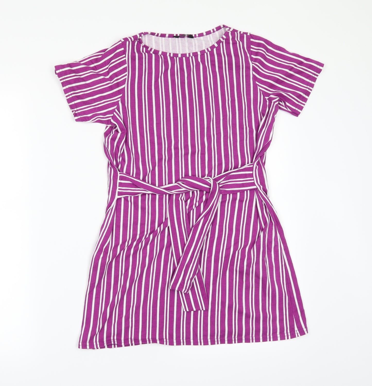 M&Co Girls Purple Striped  T-Shirt Dress  Size 9-10 Years