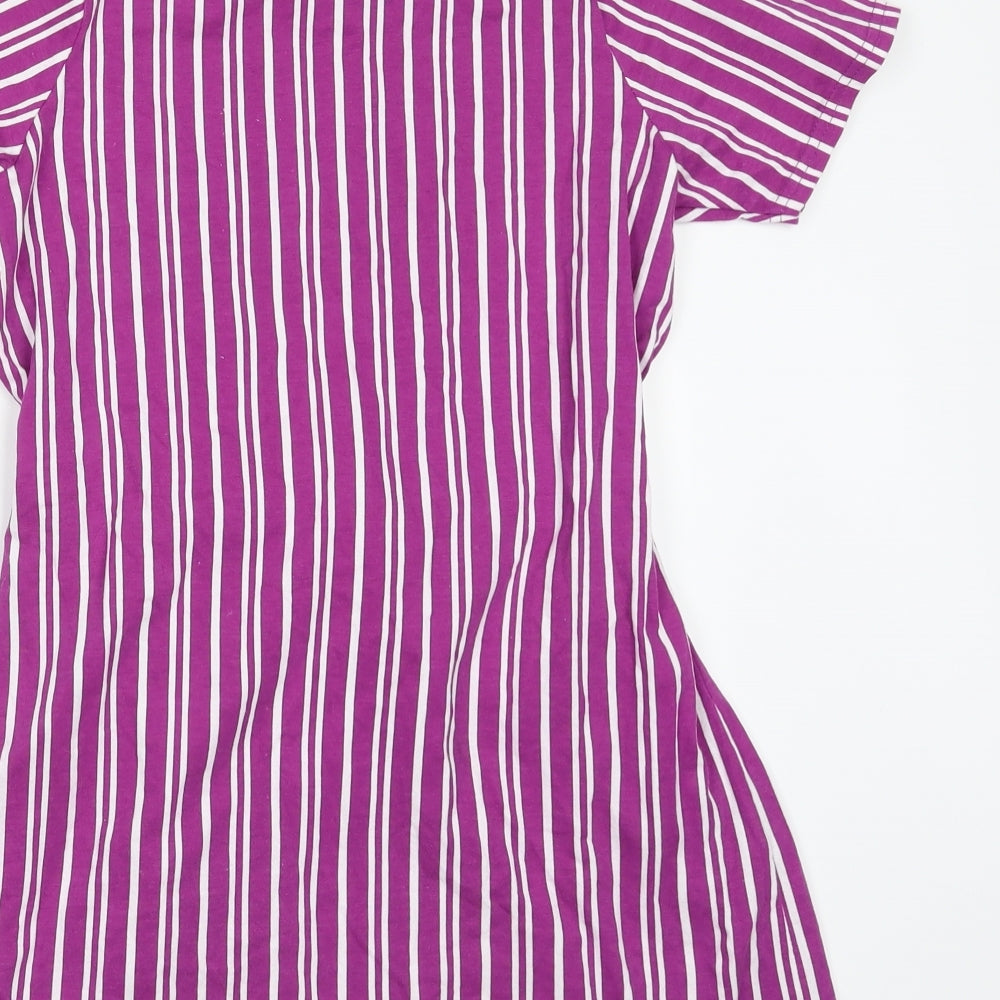 M&Co Girls Purple Striped  T-Shirt Dress  Size 9-10 Years