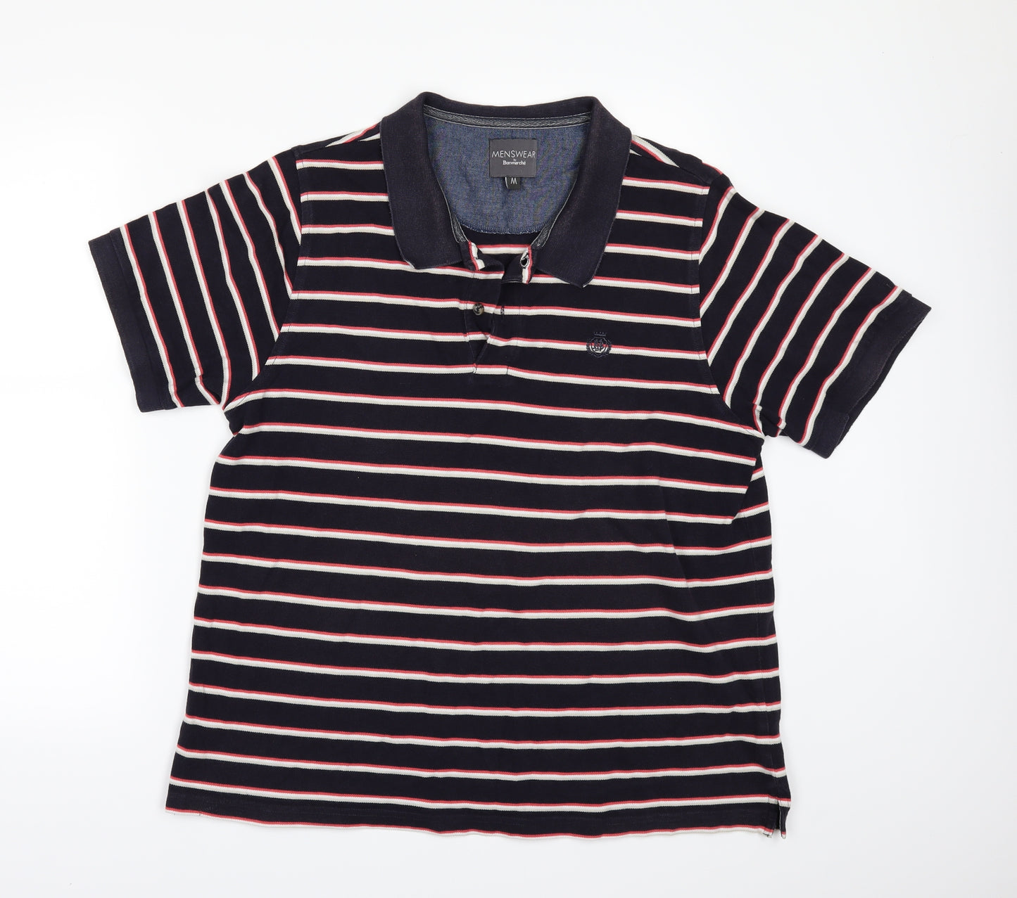 Bonmarché Mens Blue Striped   Polo Size M