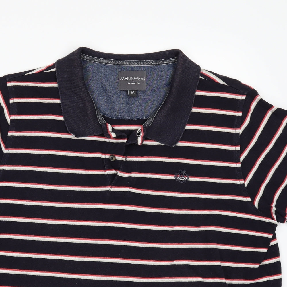 Bonmarché Mens Blue Striped   Polo Size M