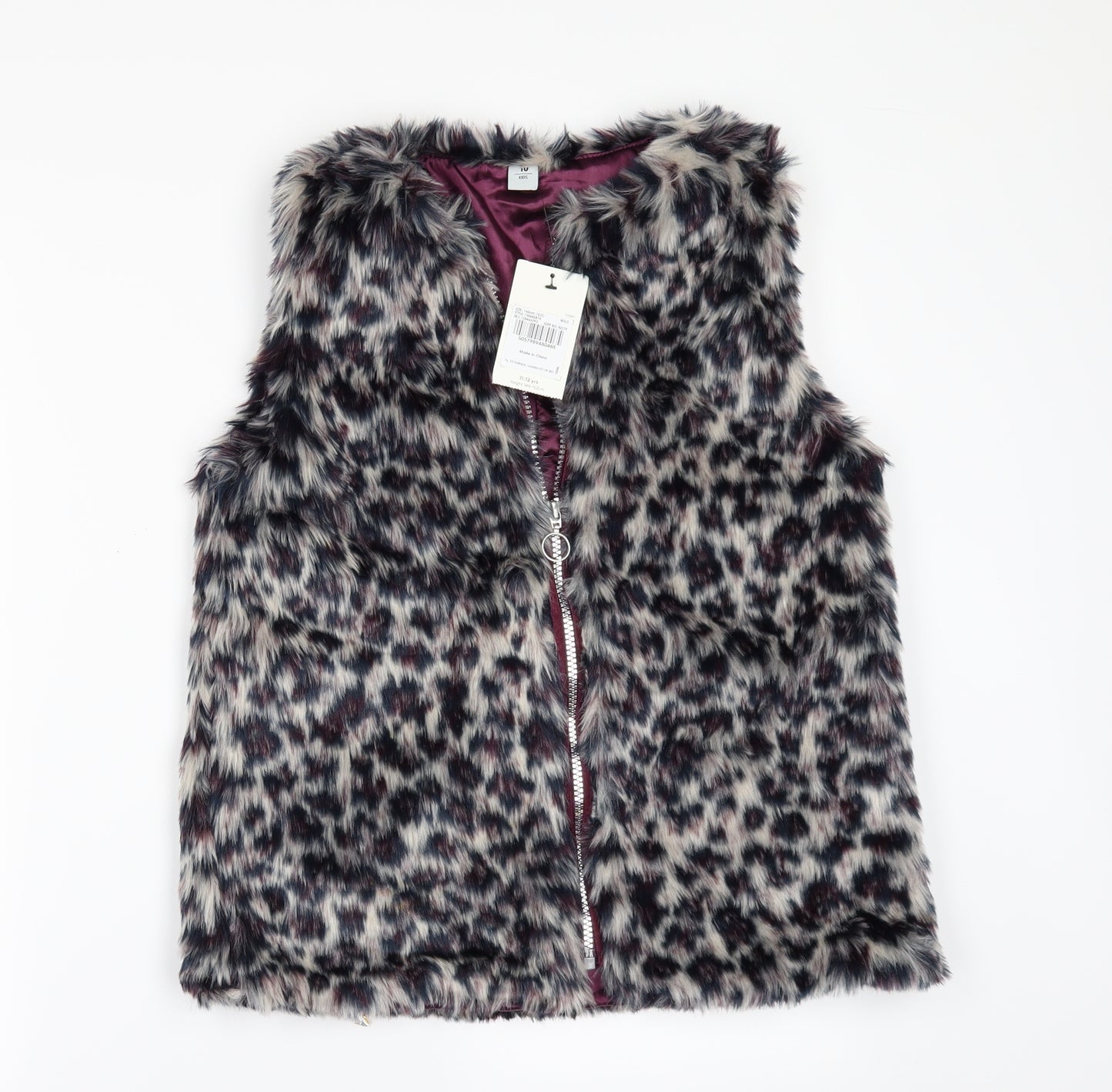 TU Girls Multicoloured Animal Print  Gilet Jacket Size 11-12 Years