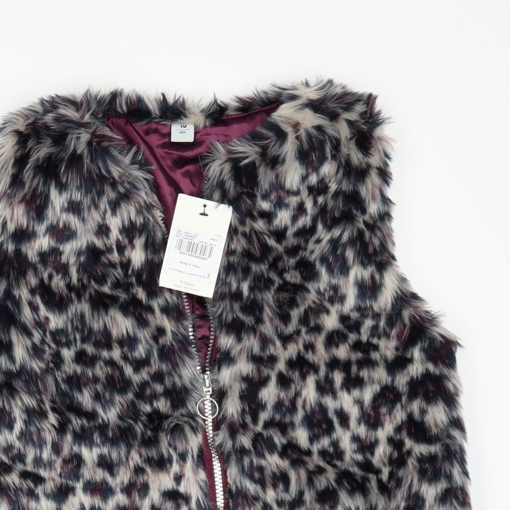 TU Girls Multicoloured Animal Print  Gilet Jacket Size 11-12 Years
