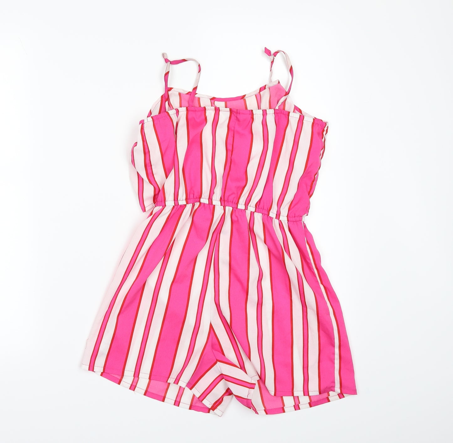 Primark Girls Pink Striped  Playsuit One-Piece Size 11-12 Years