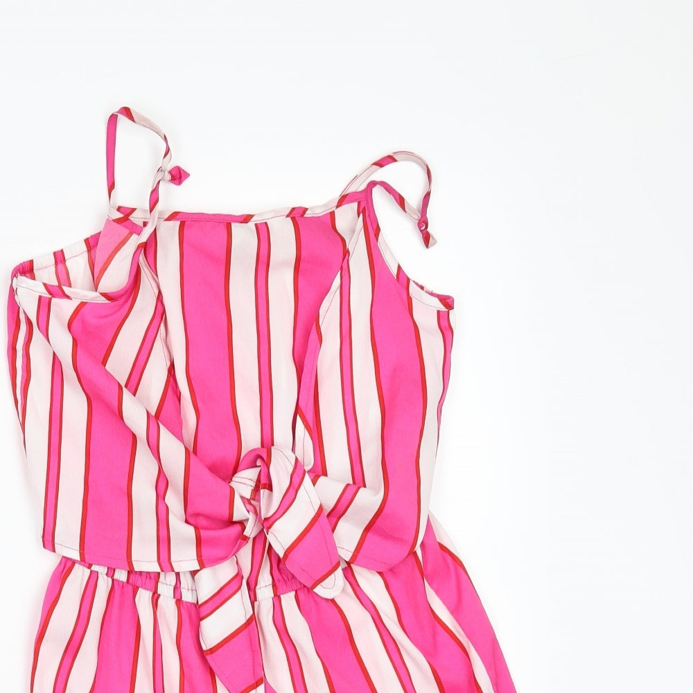Primark Girls Pink Striped  Playsuit One-Piece Size 11-12 Years