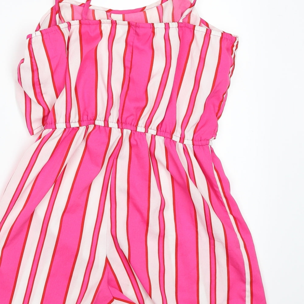 Primark Girls Pink Striped  Playsuit One-Piece Size 11-12 Years
