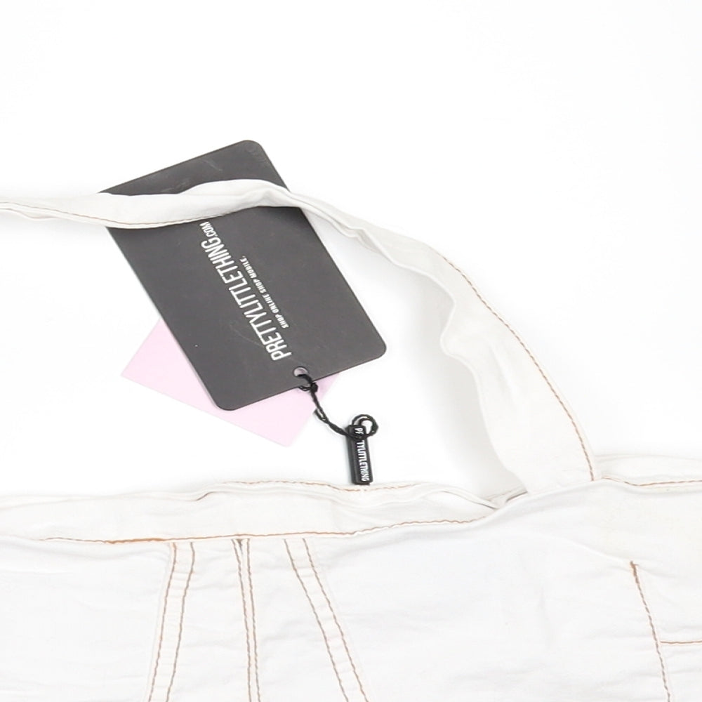 PRETTYLITTLETHING Womens White   Cropped T-Shirt Size 18