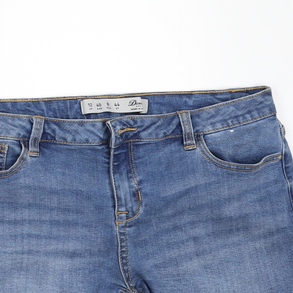 Denim & Co. Womens Blue   Dungaree Shorts Shorts Size 12