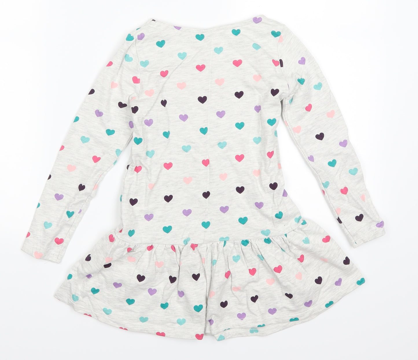 H&M Girls Grey Geometric  Skater Dress  Size 5-6 Years  - Love Hearts