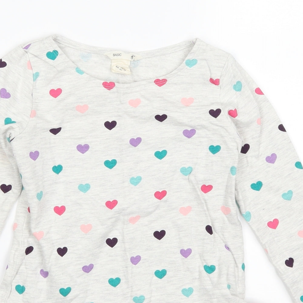H&M Girls Grey Geometric  Skater Dress  Size 5-6 Years  - Love Hearts