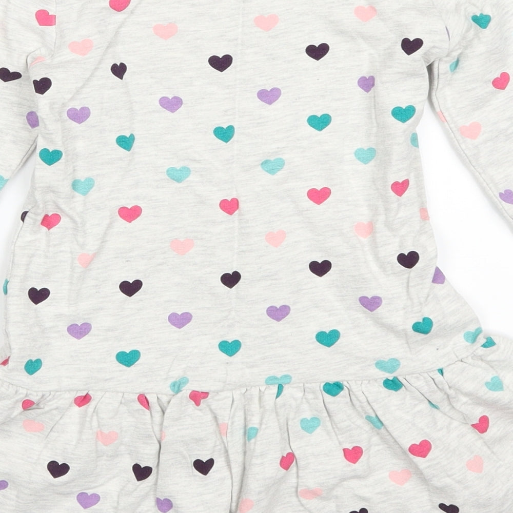 H&M Girls Grey Geometric  Skater Dress  Size 5-6 Years  - Love Hearts