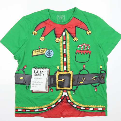 F&F Mens Green    T-Shirt Size 2XL  - Elf Christmas