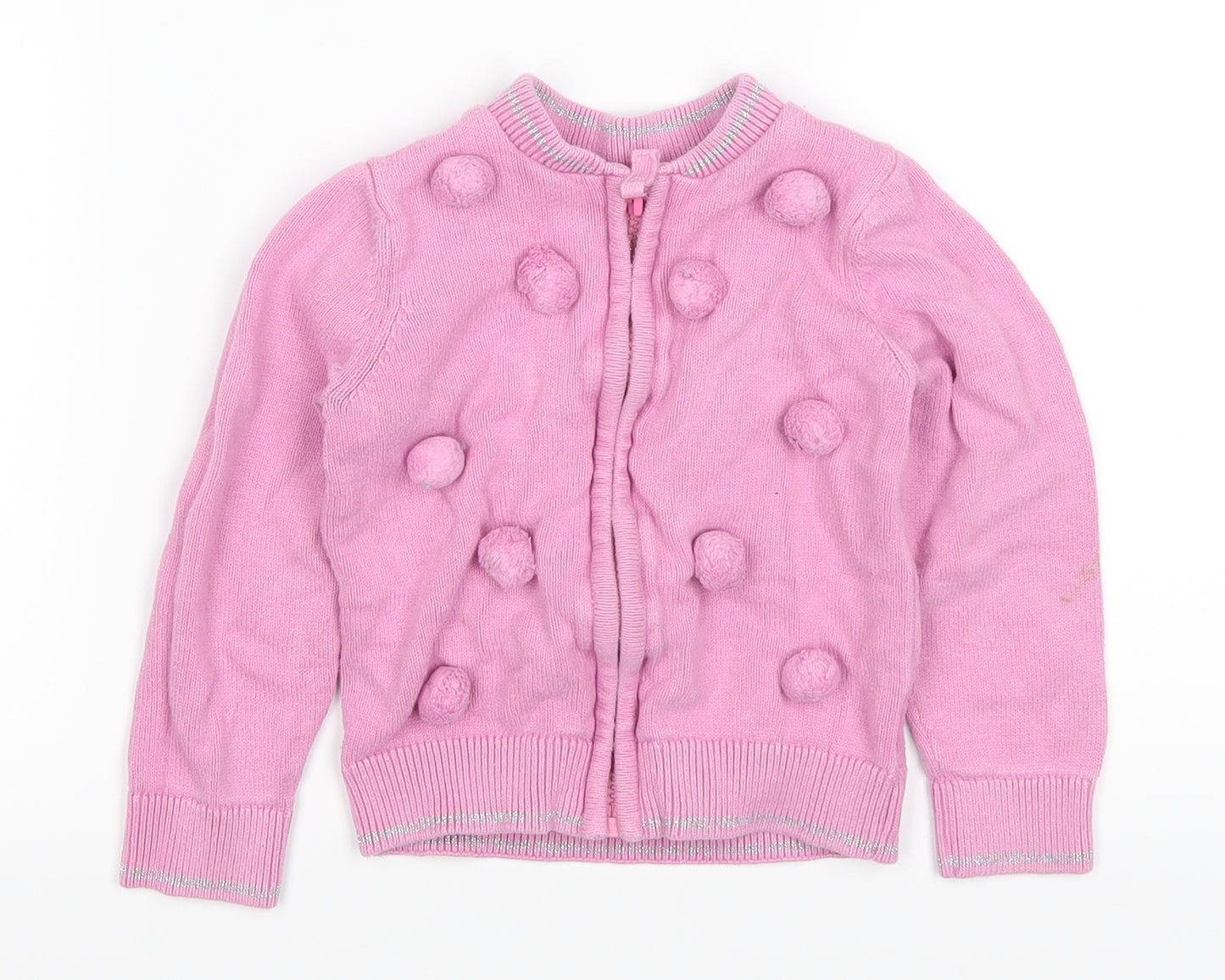 Mothercare Girls Pink   Cardigan Jumper Size 2-3 Years  - Pom Pom