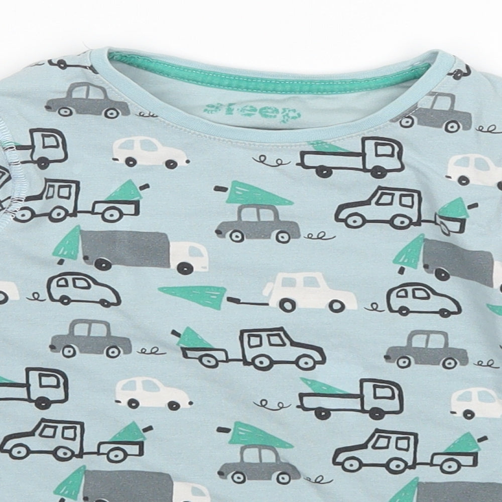 Marks and Spencer Boys Blue Geometric   Pyjama Top Size 6-7 Years  - Cars