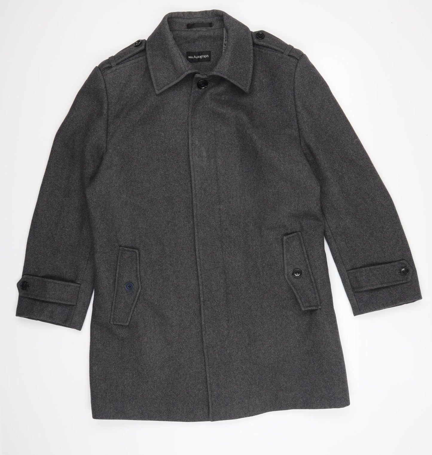 Marks and Spencer Mens Grey   Pea Coat Coat Size L