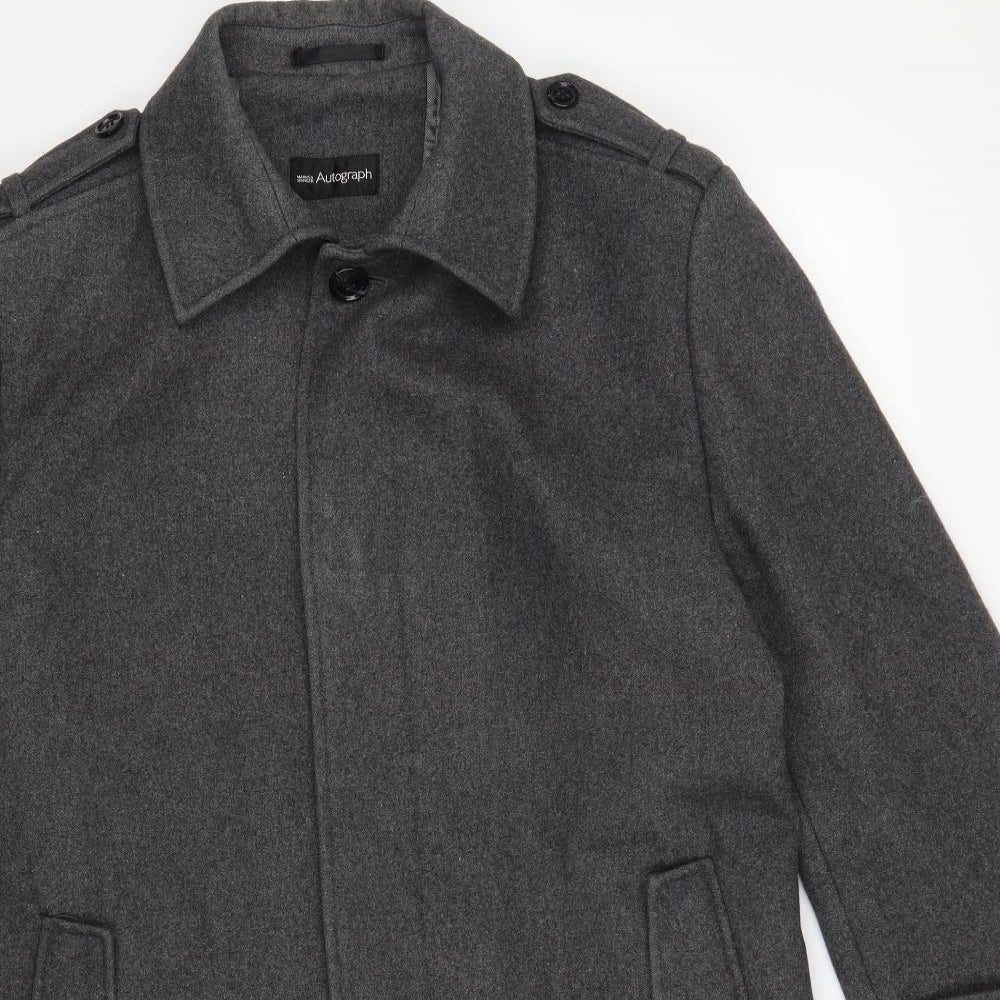 Marks and Spencer Mens Grey   Pea Coat Coat Size L