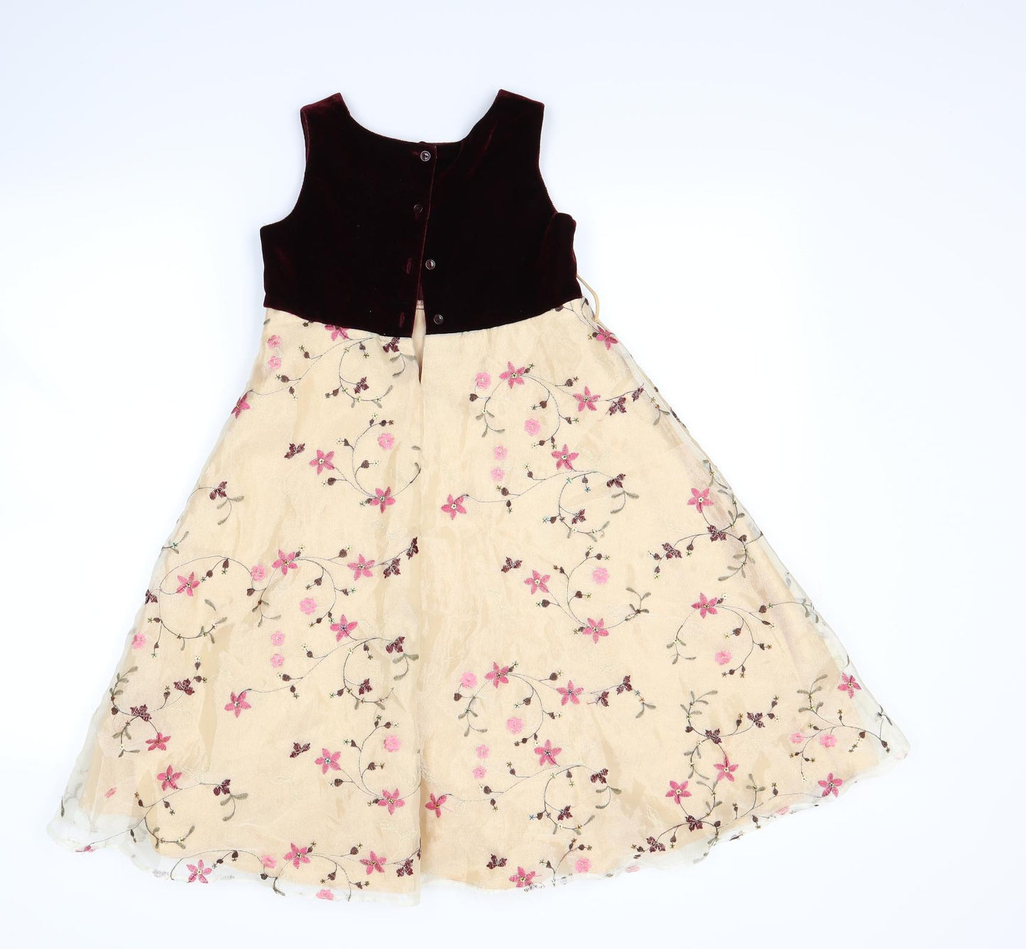 Dress to` Girls Beige Floral  Fit & Flare  Size 6-7 Years