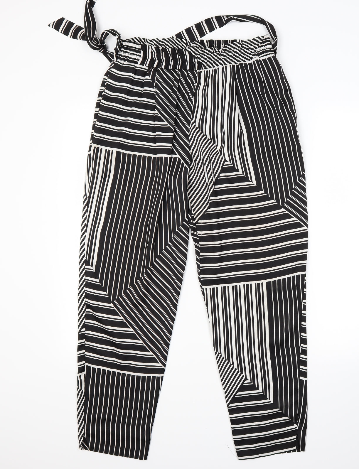 River Island Womens Black Striped  Sweatpants Trousers Size 12 L26 in