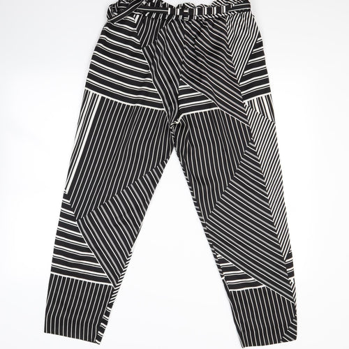 River Island Womens Black Striped  Sweatpants Trousers Size 12 L26 in