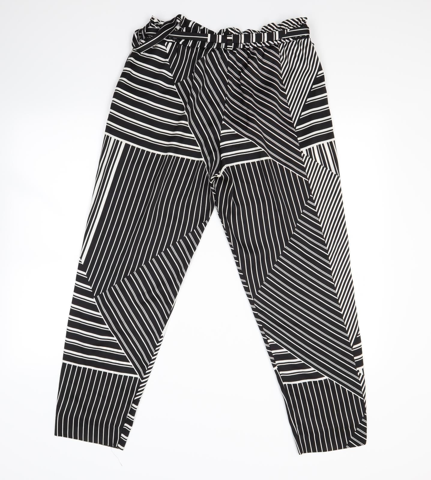 River Island Womens Black Striped  Sweatpants Trousers Size 12 L26 in