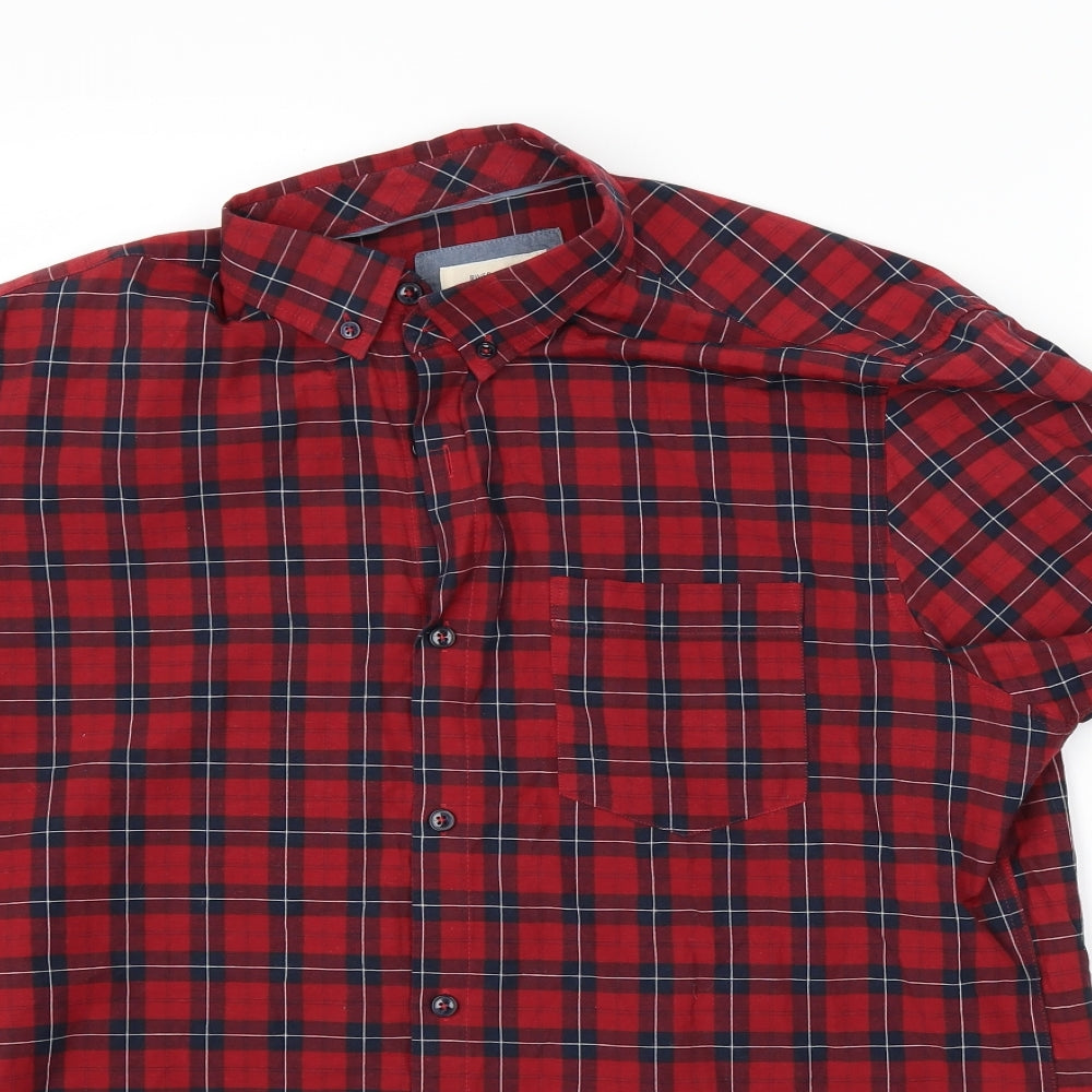 River Island Mens Red Check   Button-Up Size L