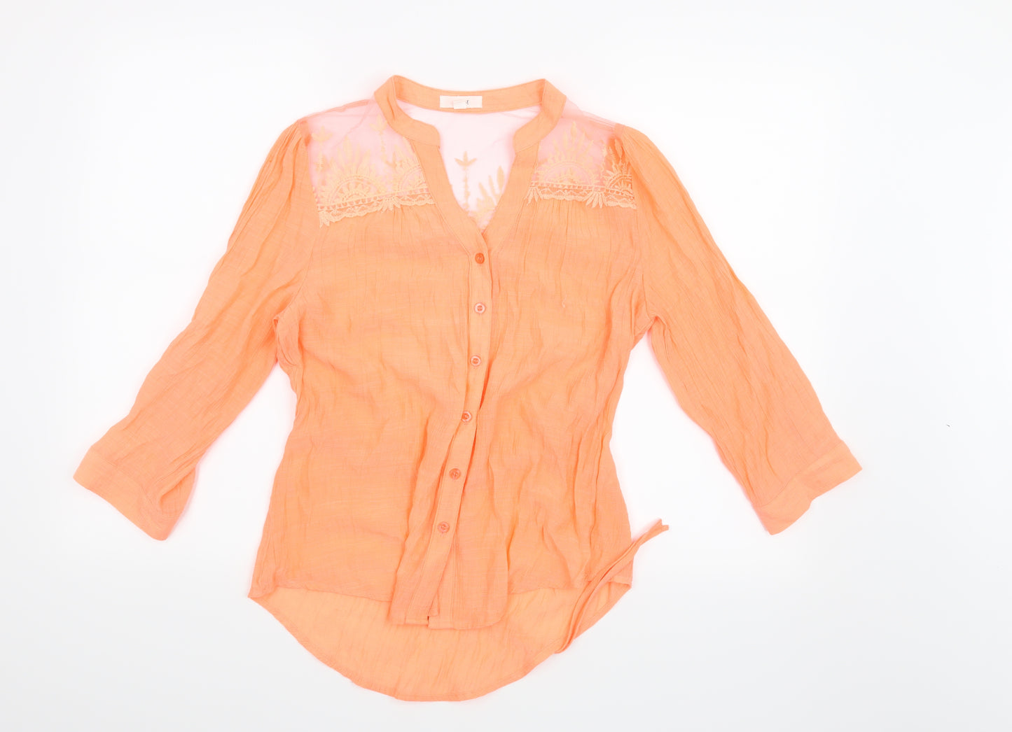 MINE Womens Orange Floral  Basic Button-Up Size M