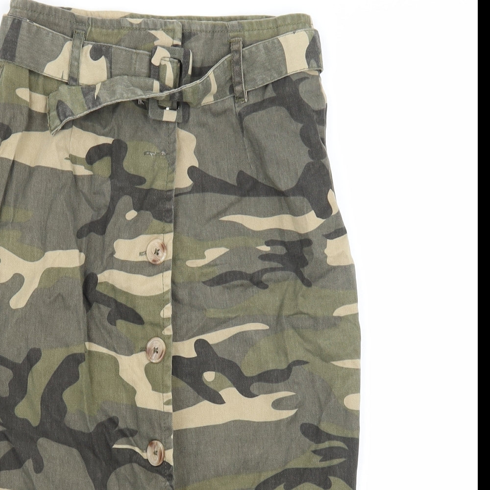 Primark Womens Green Camouflage  A-Line Skirt Size 6