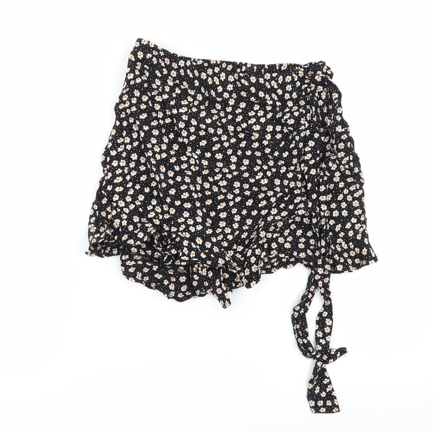 Primark Womens Black Floral  A-Line Skort Size 8