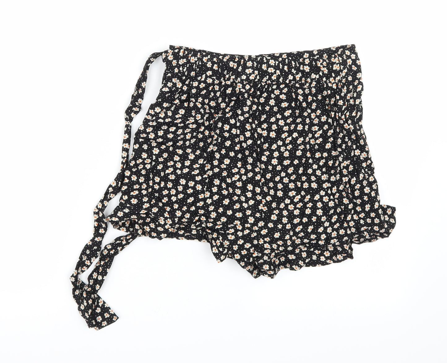 Primark Womens Black Floral  A-Line Skort Size 8