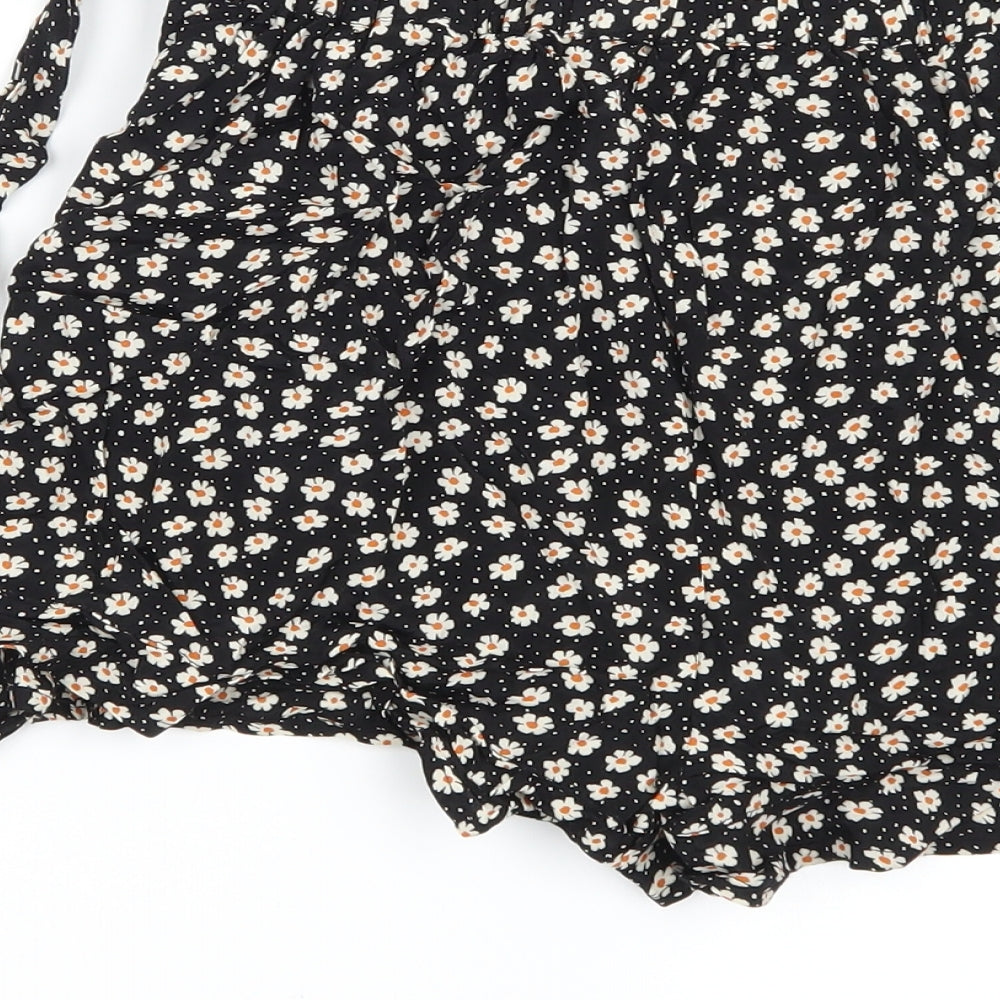 Primark Womens Black Floral  A-Line Skort Size 8