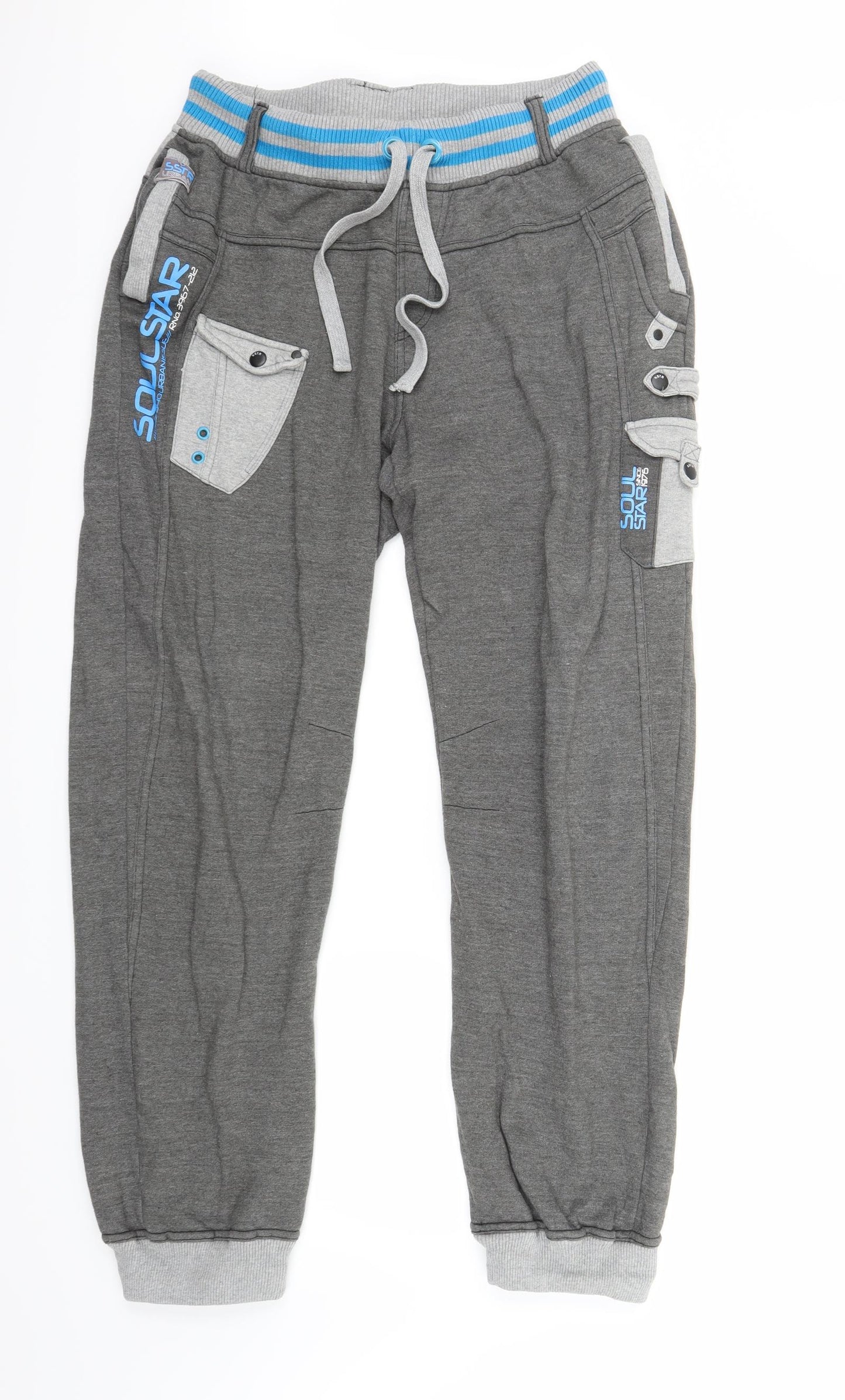 Soul Star Mens Grey   Sweatpants Trousers Size L L31 in