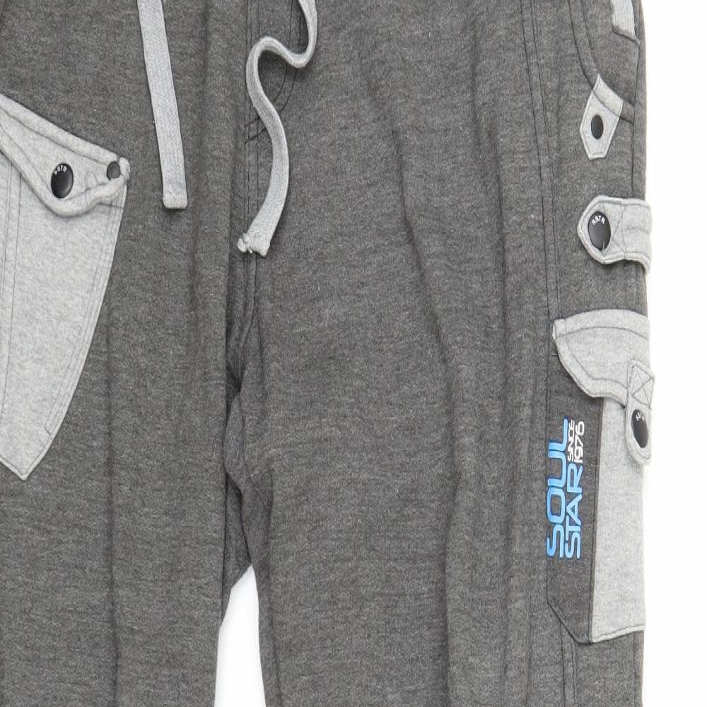 Soul Star Mens Grey   Sweatpants Trousers Size L L31 in