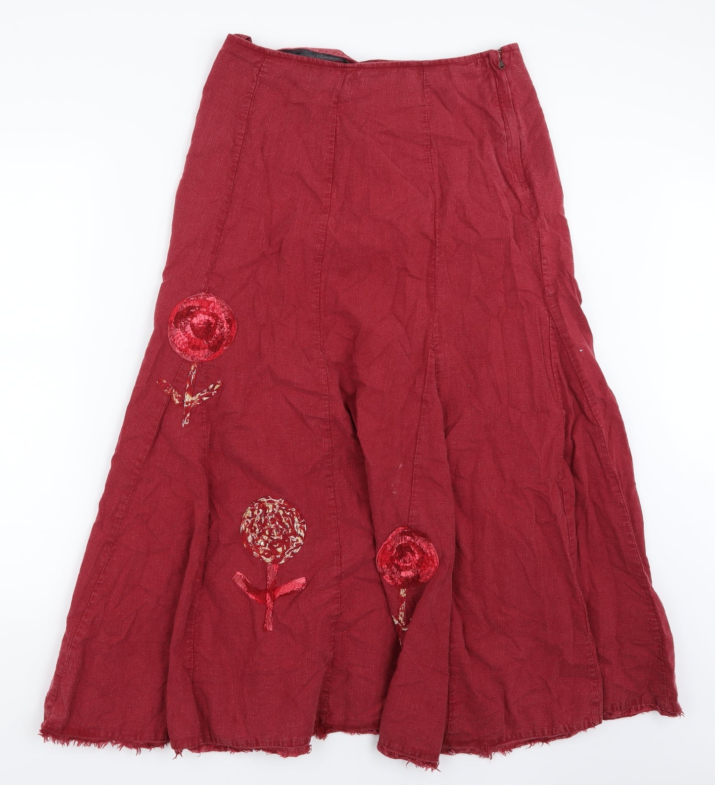 Per Una Womens Red Floral  A-Line Skirt Size 12