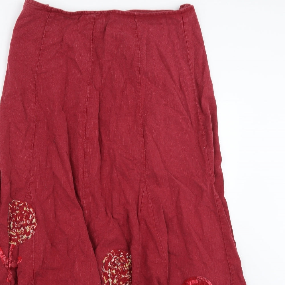 Per Una Womens Red Floral  A-Line Skirt Size 12