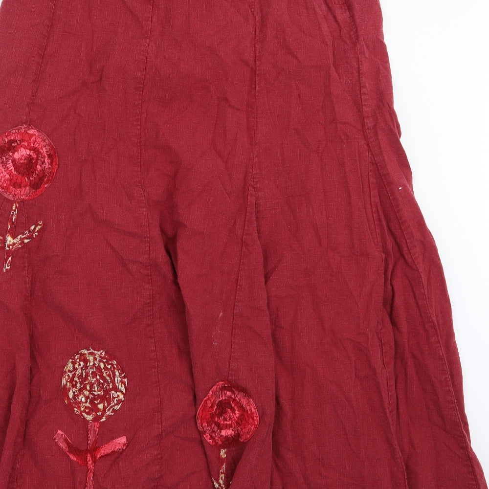 Per Una Womens Red Floral  A-Line Skirt Size 12