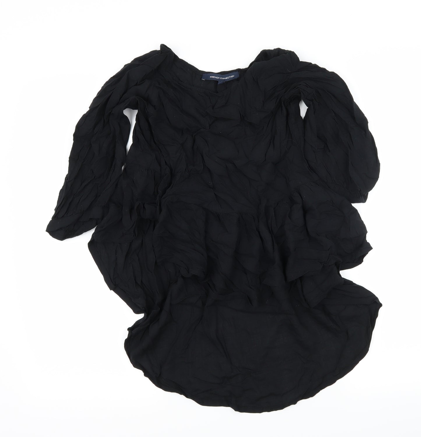 French Connection Womens Black   Basic Blouse Size 8  - Dipped Hem
