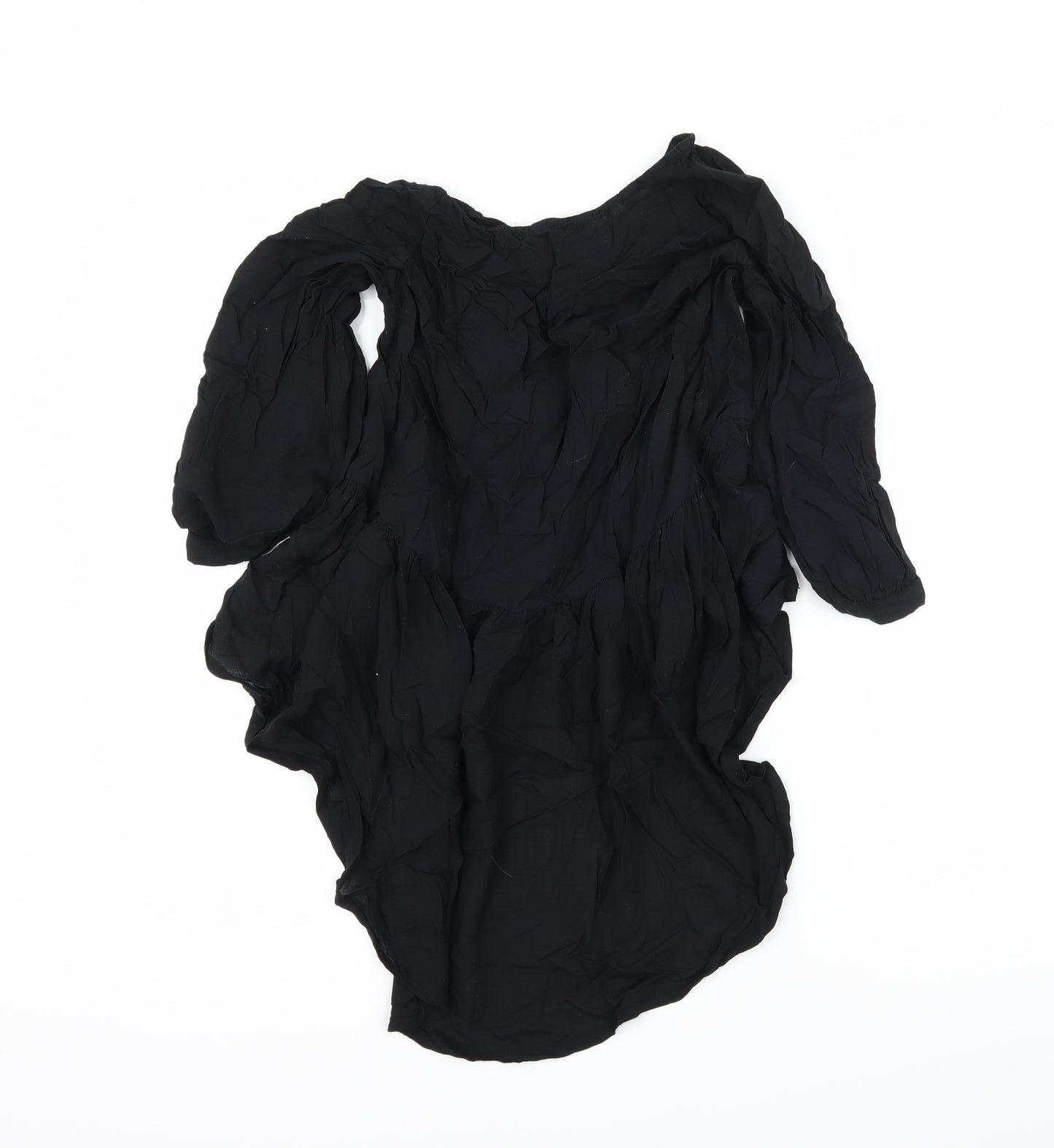 French Connection Womens Black   Basic Blouse Size 8  - Dipped Hem
