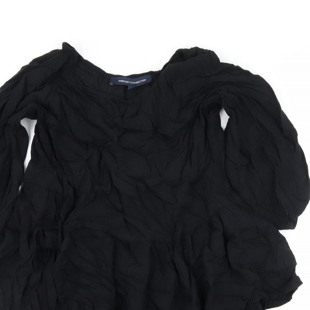 French Connection Womens Black   Basic Blouse Size 8  - Dipped Hem