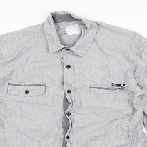 Crafted Mens Black Striped   Button-Up Size M