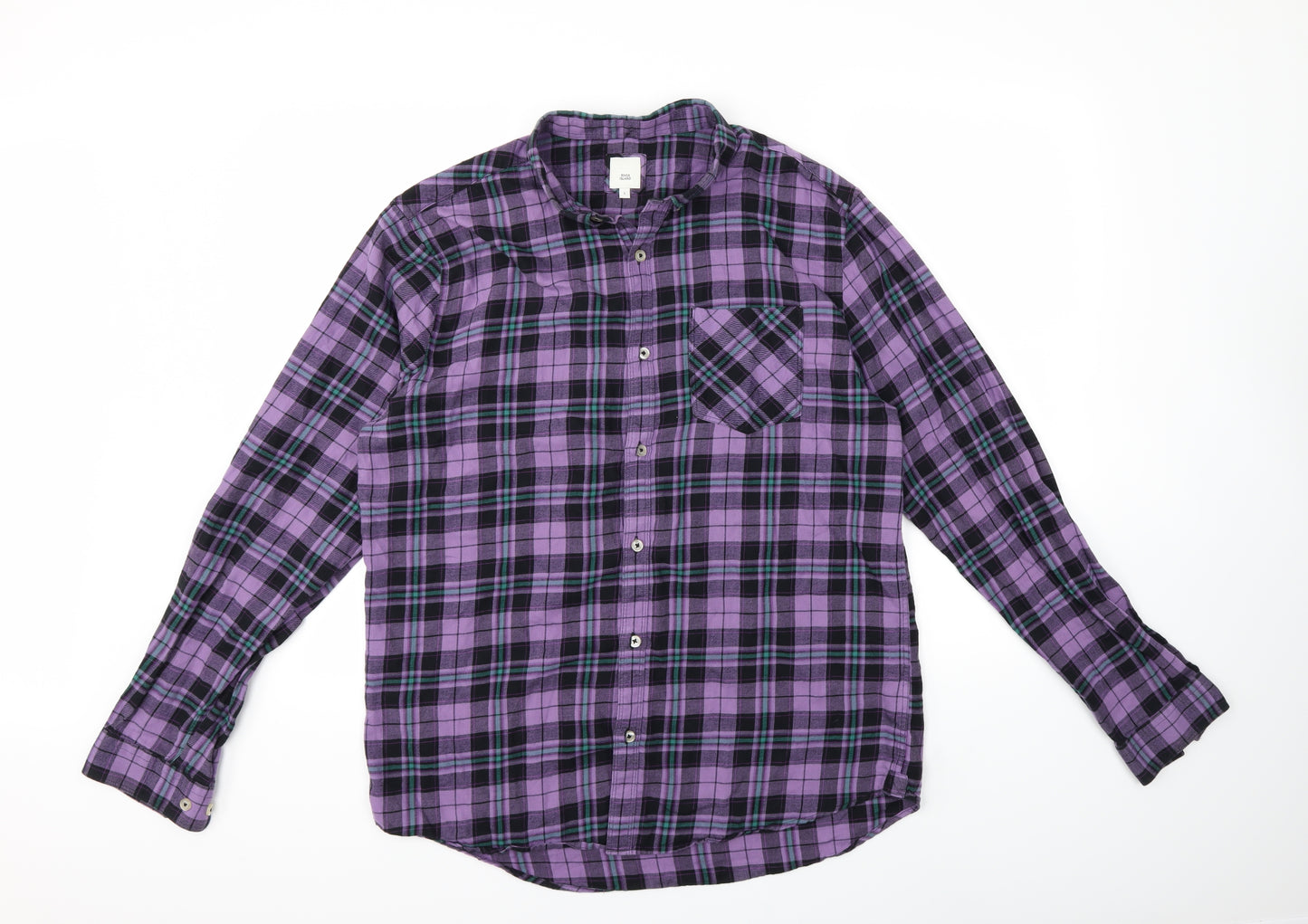 River Island Mens Purple Check   Button-Up Size L