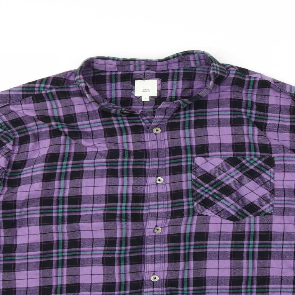 River Island Mens Purple Check   Button-Up Size L
