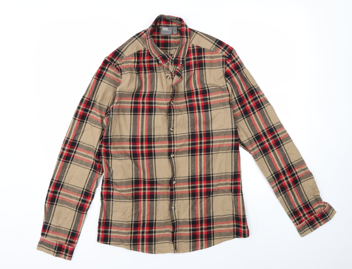 ASOS Womens Beige Check  Basic Button-Up Size M