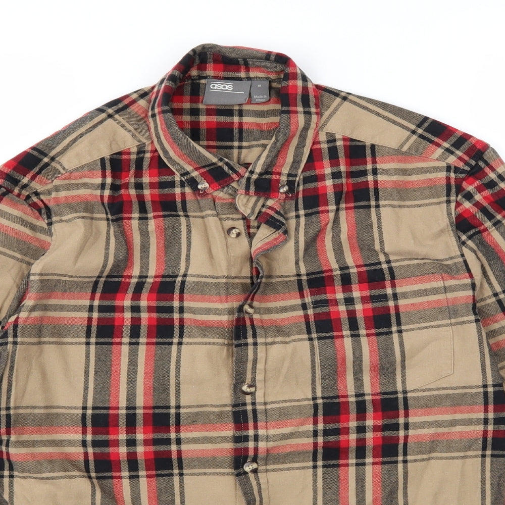 ASOS Womens Beige Check  Basic Button-Up Size M