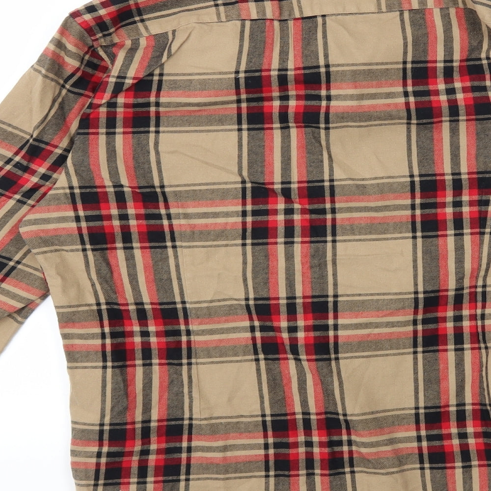ASOS Womens Beige Check  Basic Button-Up Size M
