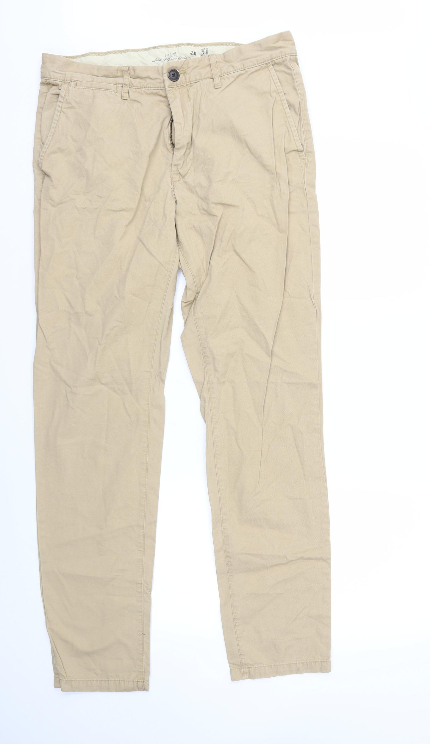 H&M Mens Beige   Chino Trousers  L31 in